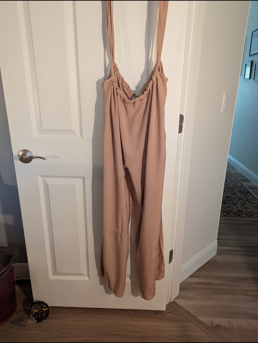 Soft Blush Wide-Leg Jumpsuit with Adjustable Straps